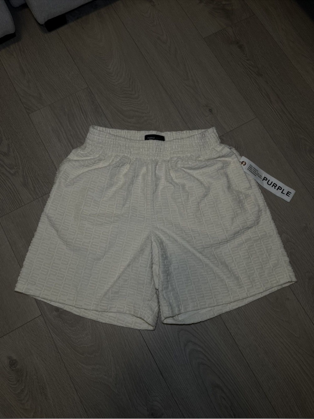 Purple Brand Terry Towel Monogram Shorts White